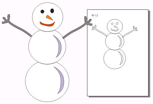 Схема снежной бабы в масштабе 1:2