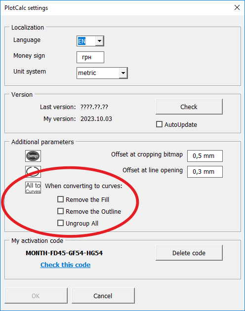 Settings when converting shapes to curves